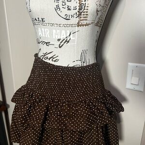 Smocked Waist Brown Polka Dot Mini Skirt with Ruffle Hem